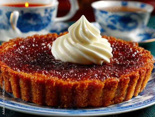 Decadent treacle tart on a ...