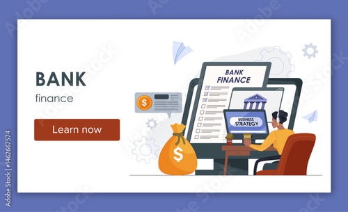 Bank finance learning concept design. Vector illustration