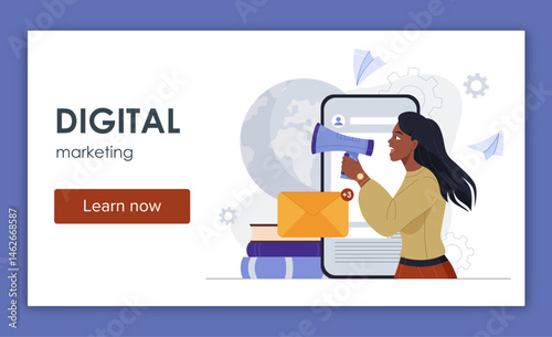 Digital marketing banner concept. Vector illustration