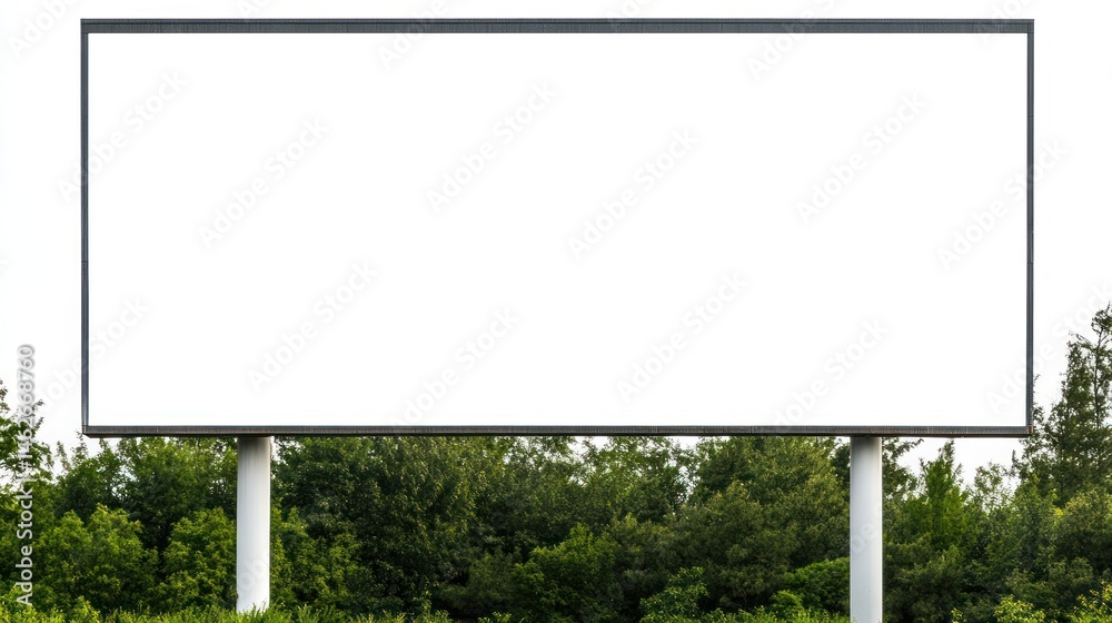 Blank billboard large white advertising sign with trees background Blank billboard large white advertising sign with trees background