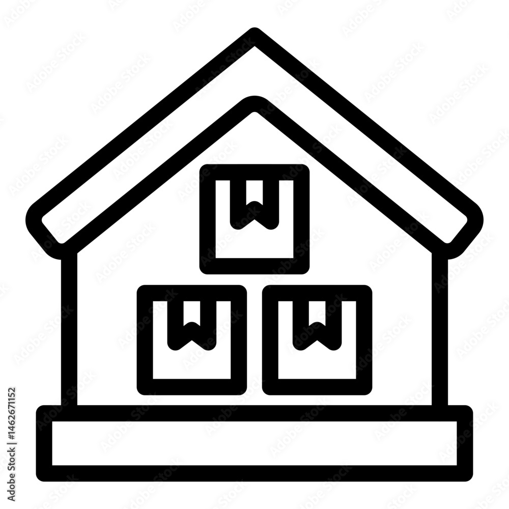 Fototapeta premium Warehouse Vector Line Icon Design