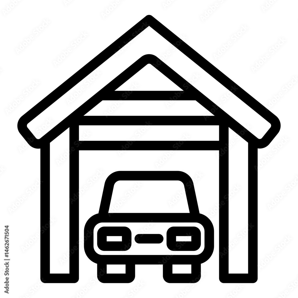 Garage Vector Line Icon Design Garage Vector Line Icon Design