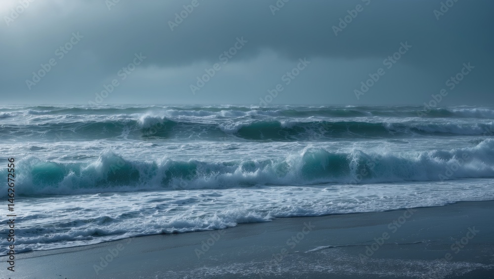 Fototapeta premium blizzard-covered winter seascape and shoreline