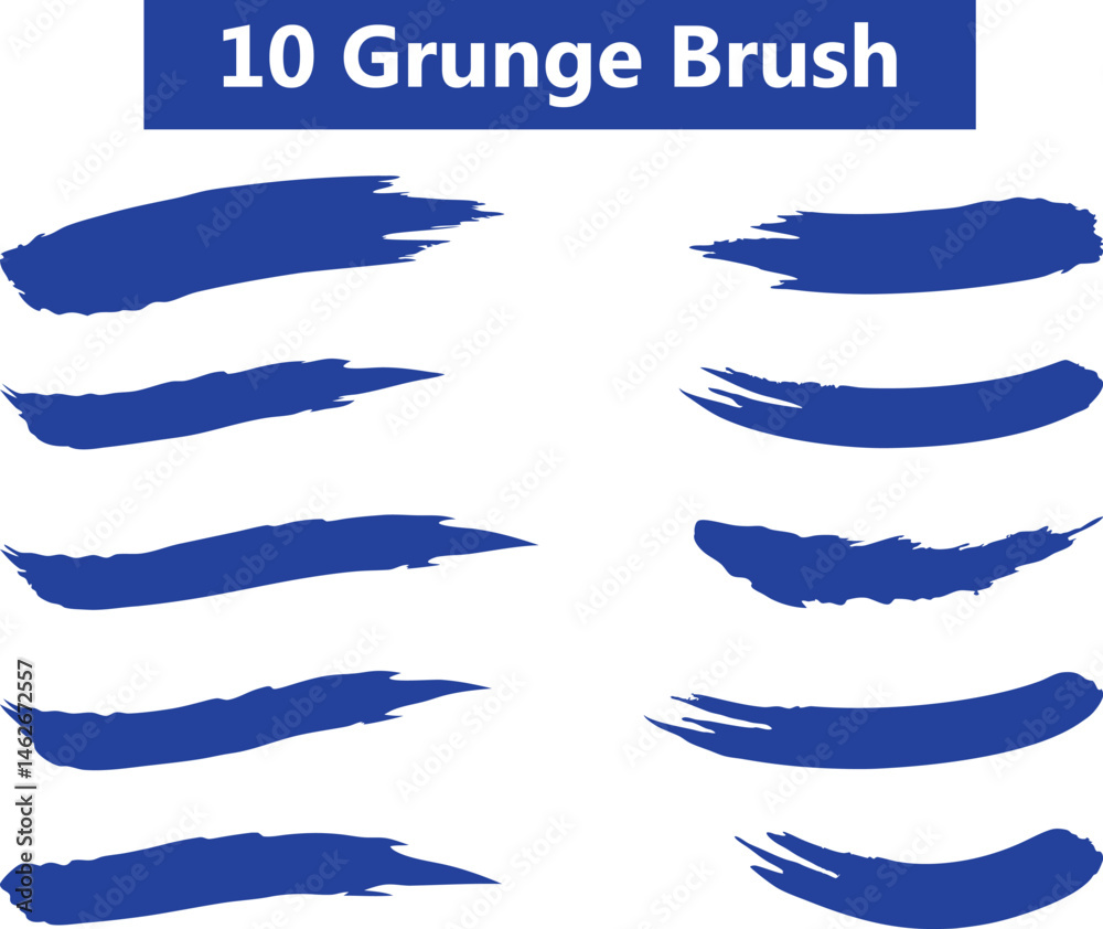 Fototapeta premium Set of grunge blue paint, ink brush strokes. brush collection isolated on white background.