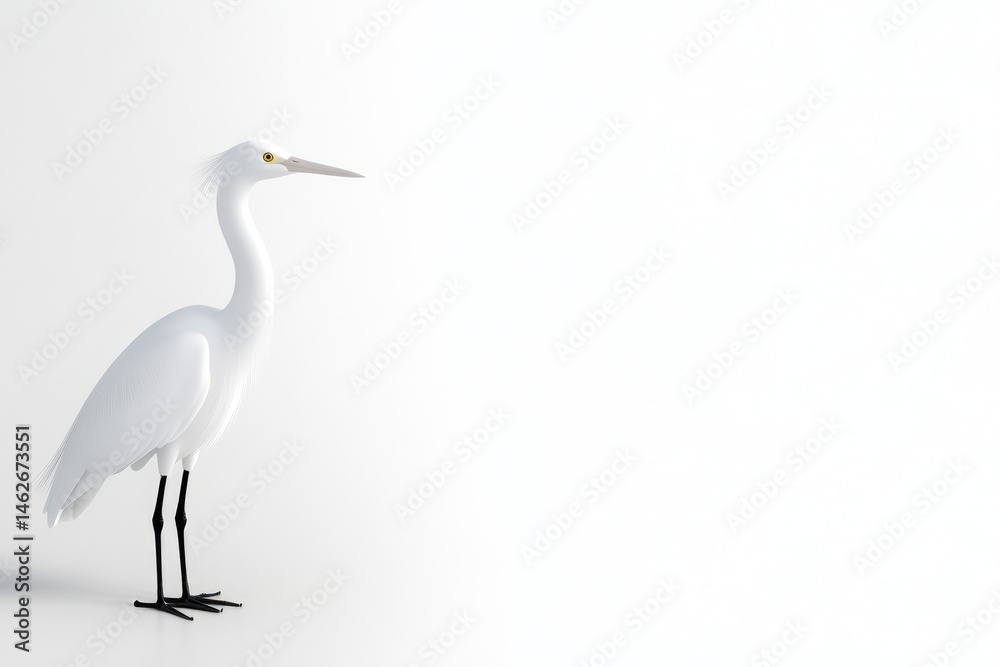 Obraz premium White heron against a plain white backdrop