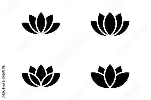Lotus flower vector set floral design elements art