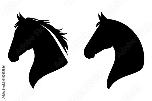 Horse head silhouette equestrian animal design art