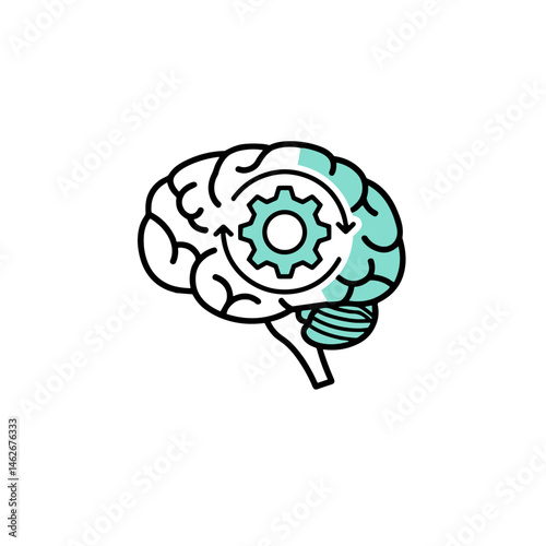 Brain with Gears Symbolizing Mental Processing  
