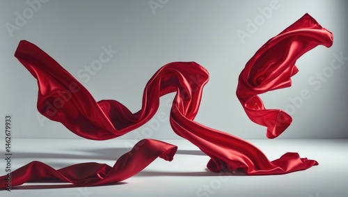 Red satins in freeze motion: isolated shots photo