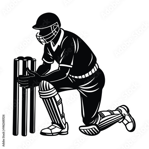 wicket keeper vector art Icons vector art silhouette