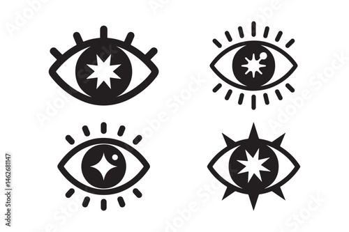 Mystic Eye Icon Set Vision, Starry Gaze, and Abstract Symbol Designs