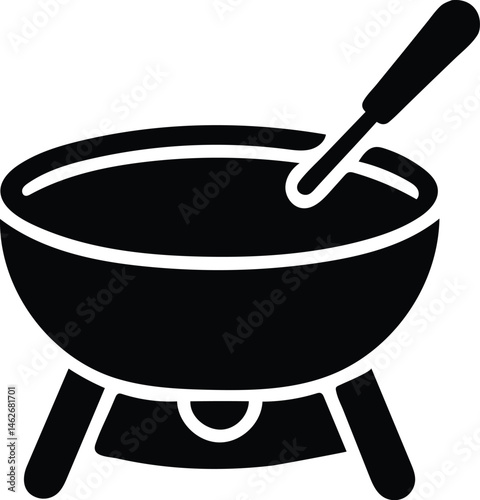 fondue pot silhouette vector illustration