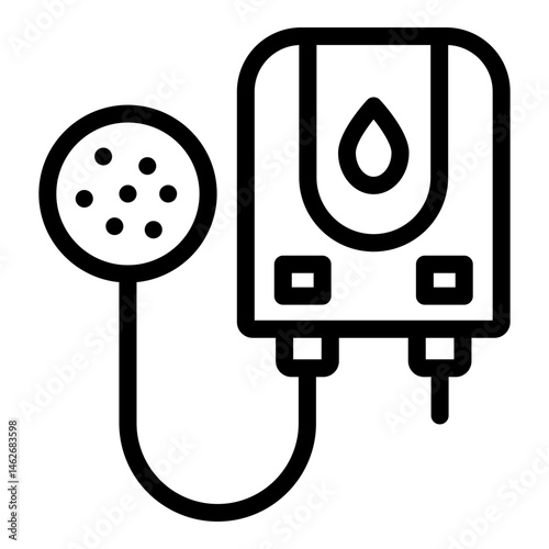 Water Heater Vector Line Icon Design