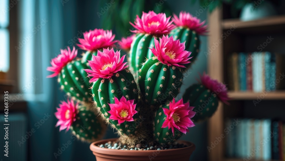Obraz premium Christmas Blooming Cactus with Deep Rose Double Flowers