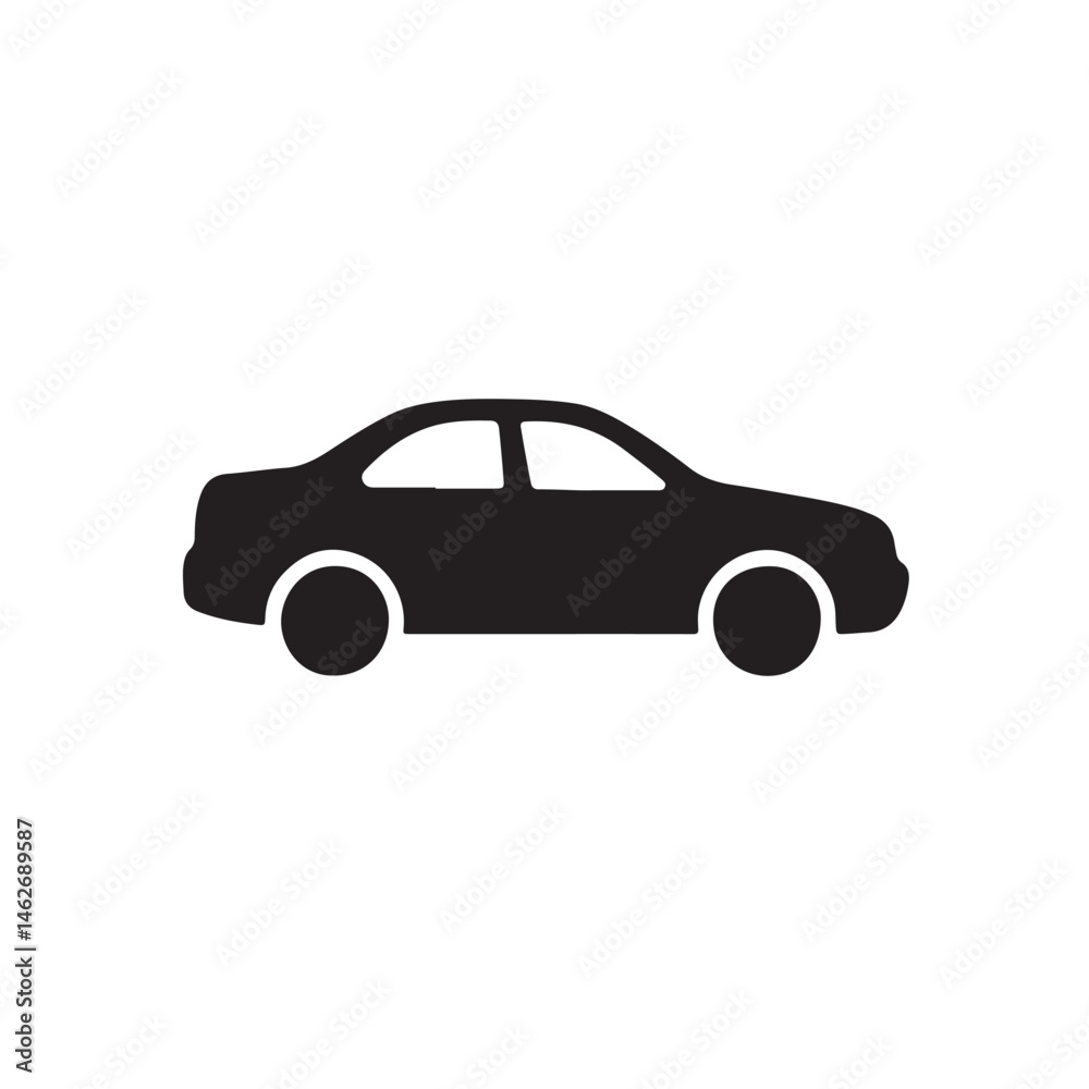 Naklejka premium Car Silhouette in Side Profile, Clean Black Vector