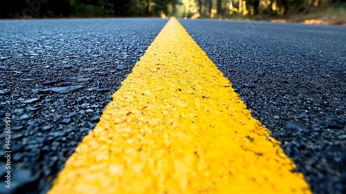 yellow lines on asphalt road