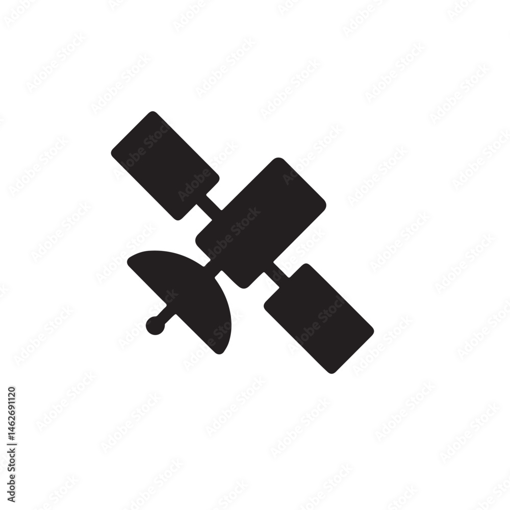 Satellite Silhouette, Space Communication Device Vector Satellite Silhouette, Space Communication Device Vector