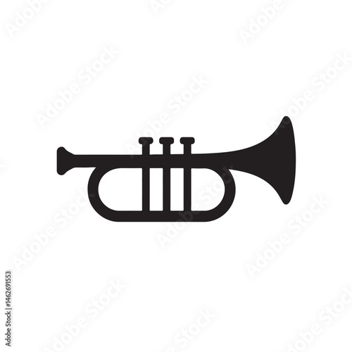Trumpet Silhouette, Smooth Musical Instrument Icon Vector