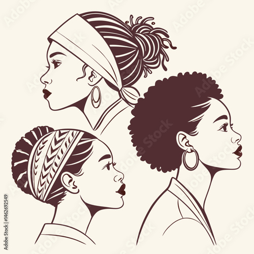 Hairstyles from Around the World in Flat Style