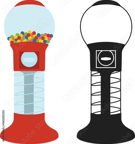 Gumball Machine Silhouette, Gumball Vending Machine Silhouette, Gumball Machine Retro Candy Dispenser SVG Illustration
