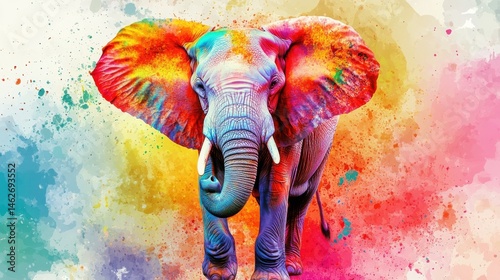 Vibrant elephant art: stunning colorful painting with abstract background - perfect for creative projects! | adobe stock