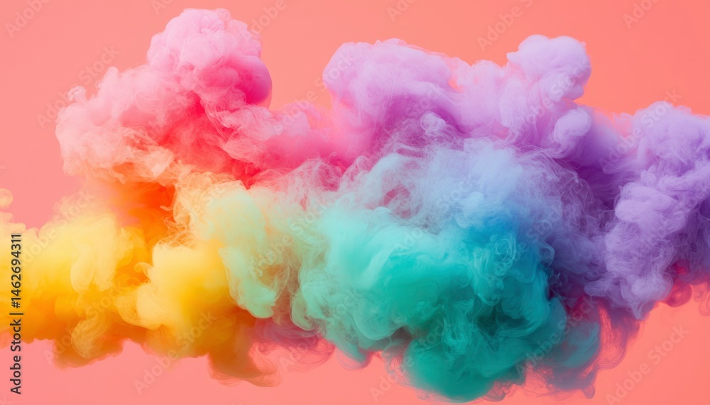 Fototapeta premium Colorful abstract smoke clouds on a peach background