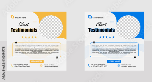 creative modern clean clients testimonial or clients feedback review template design with colorful shape

