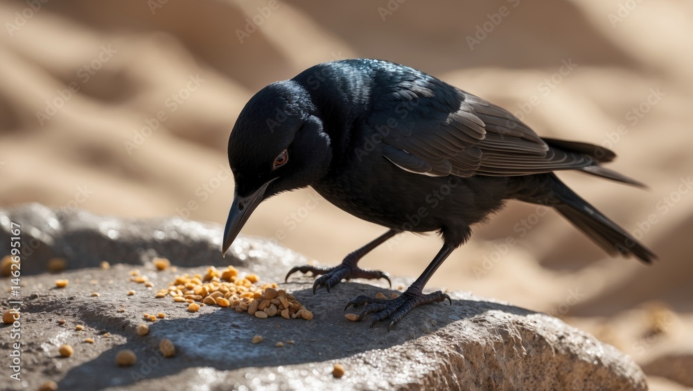 Obraz premium Blackbird's ground foraging behavior in urbanization and woodland areas