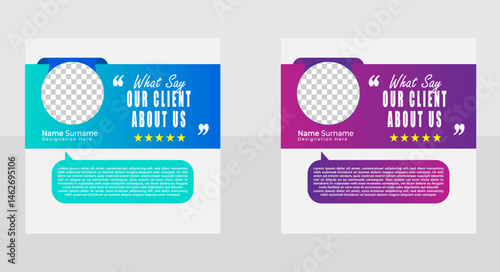 creative modern clean clients testimonial or clients feedback review template design with colorful shape