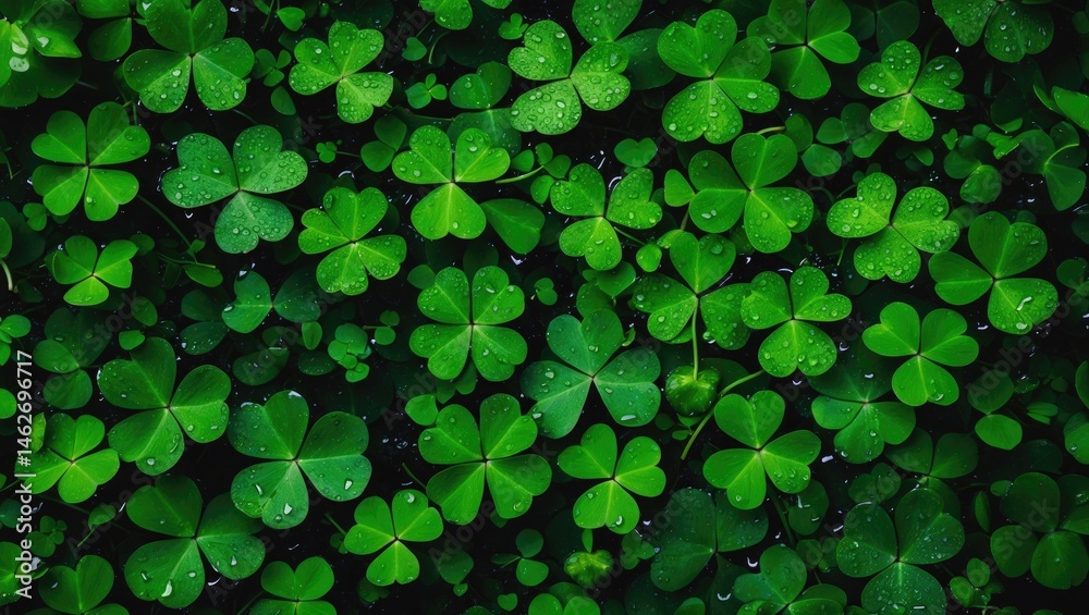 Close-up of fresh clover foliage as a vibrant texture Close-up of fresh clover foliage as a vibrant texture