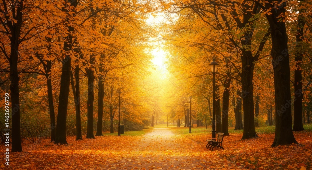 Fototapeta premium Autumn park pathway