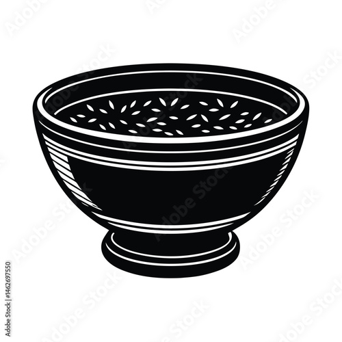 a food bowl vector art silhouette 