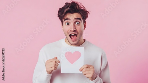 young man holding a heart