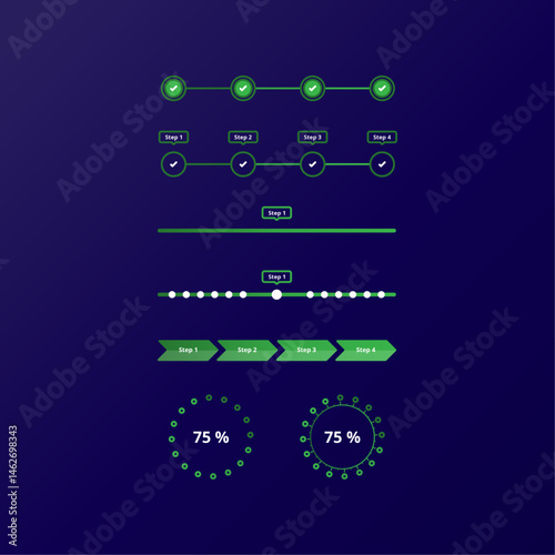 Futuristic Neon Network Diagram UI Loading Bar Elements