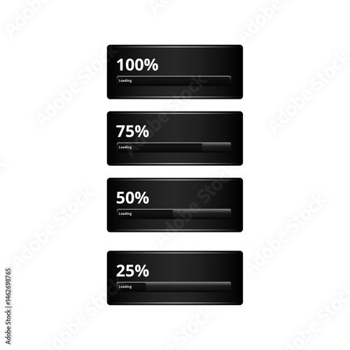 Clean Black Percentage Progress Bars Set