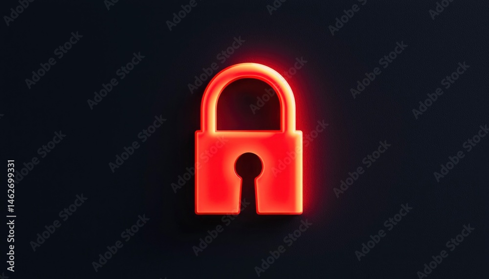 Fototapeta premium Glowing red padlock icon