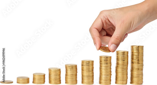 Hand Stacking Coins High