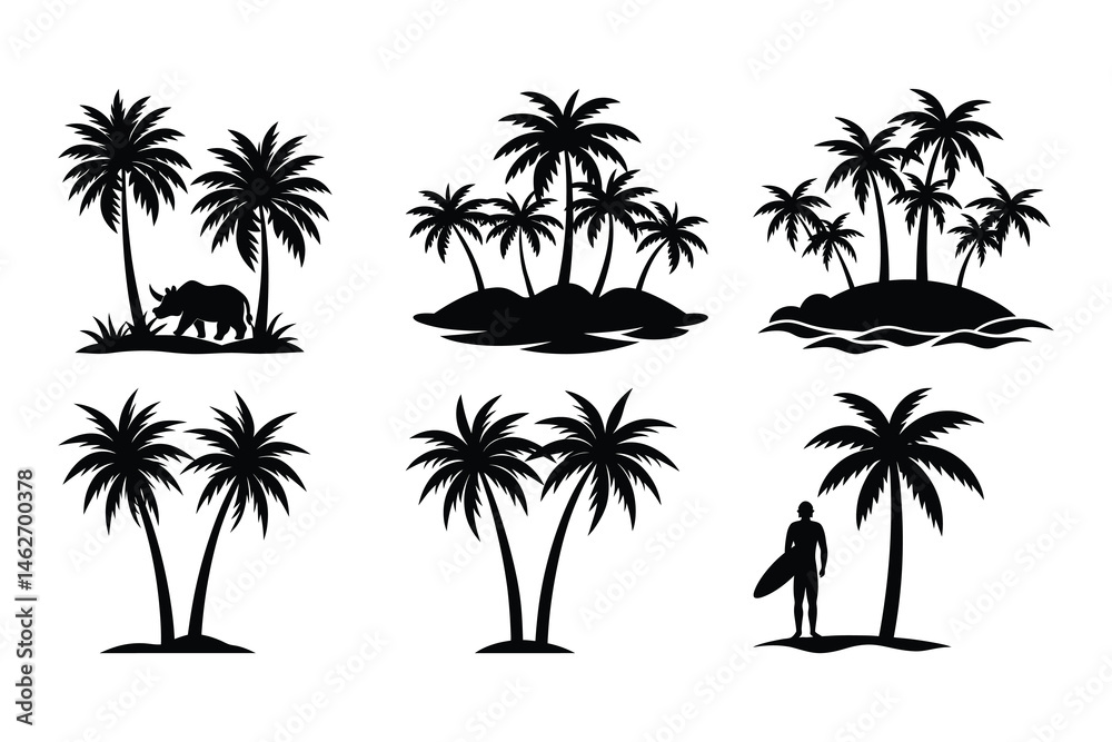 Naklejka premium Tropical Paradise Collection of Palm Tree Silhouettes for Design