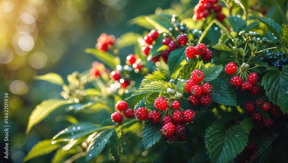 Fototapeta premium Blackberry plant bearing sweet fruits