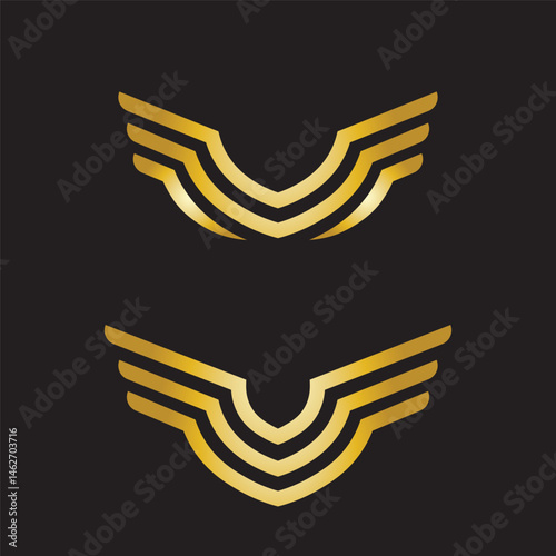 Gold Wings Vector Logo on Dark Surface