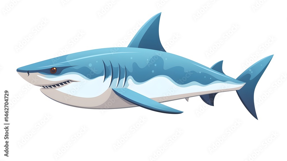 Obraz premium Detailed Blacktip Shark Underwater Animal Flat Vector Illustration for Designs