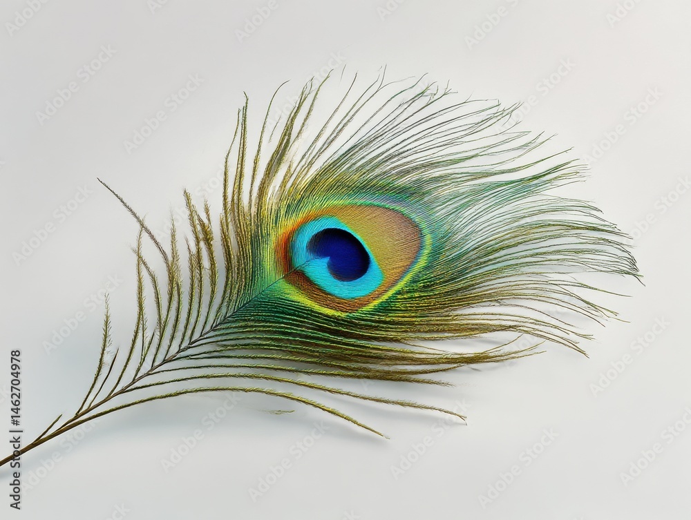 Obraz premium Peacock feather colorful isolate on white background
