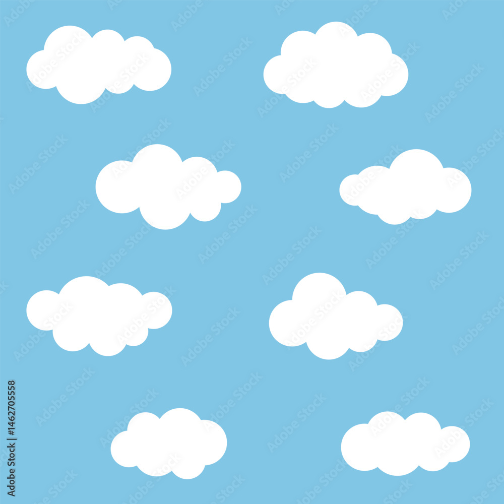 Cloud. Set of abstract white clouds isolated on blue background. Vector illustration Cloud. Set of abstract white clouds isolated on blue background. Vector illustration