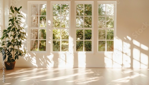 Sunny room with large windows