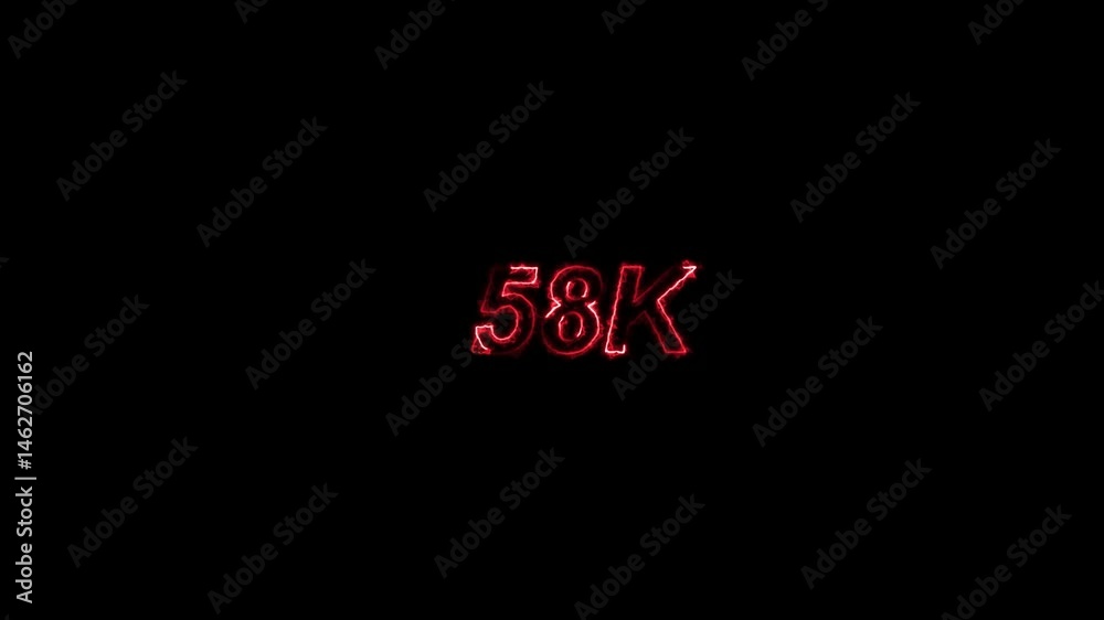 Neon line 58k Ultra HD icon isolated on black background. animation in Easy to put into any video...