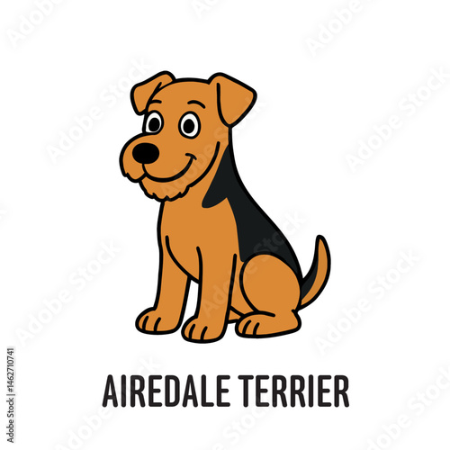 Vector Cartoon Character Illustration Airedale Terrier Dog Breed