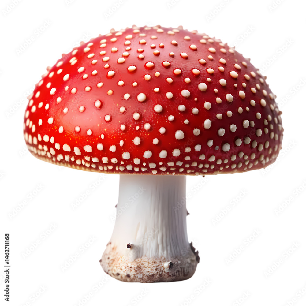 Obraz premium Stunning CloseUp Photo of a Vibrant Red Mushroom isolated on transparent background
