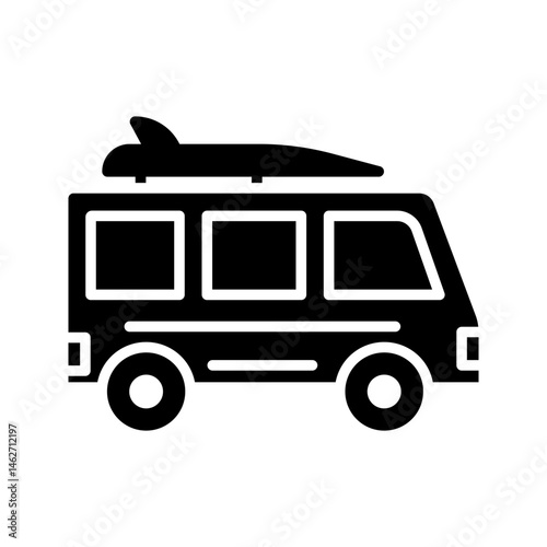 Surfing Bus vector icon set collection. Surfing Bus Outline flat Icon.