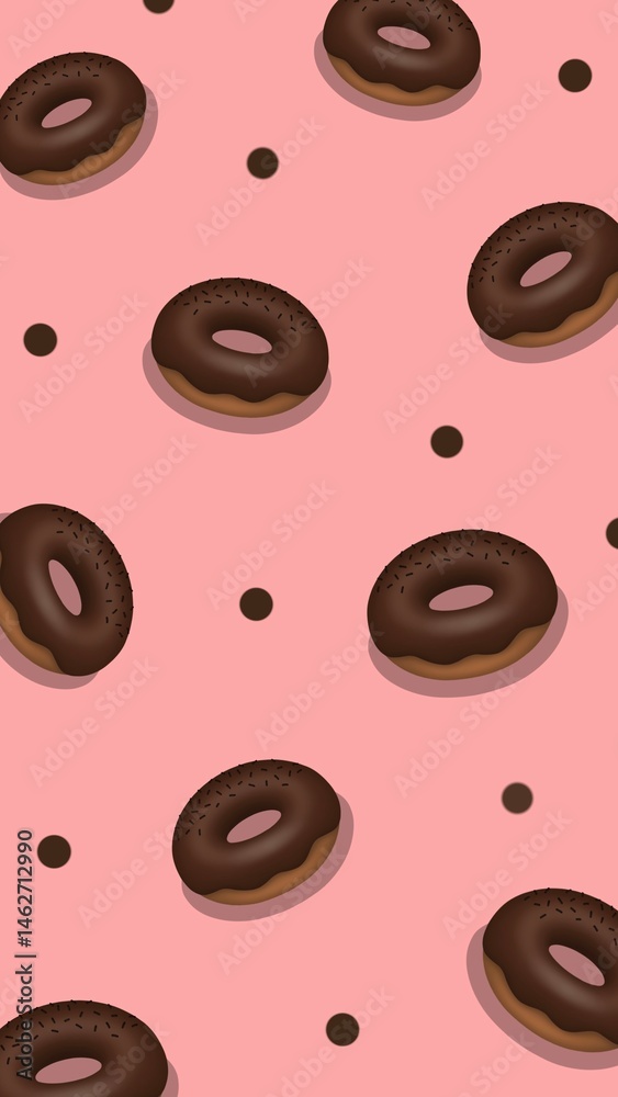 Fototapeta premium Chocolate Donut Background Wallpaper V.4