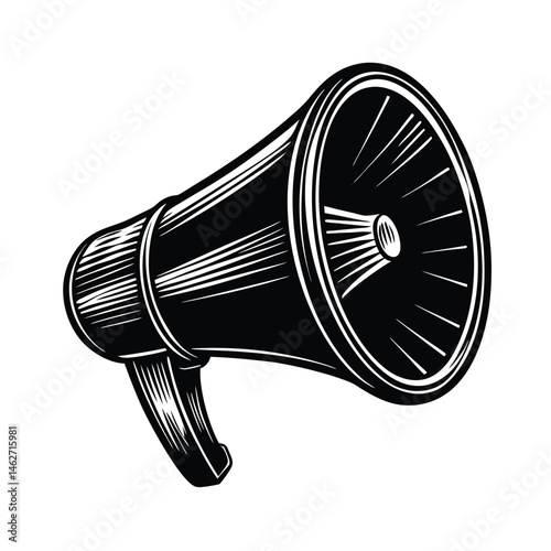 a fully black filled megaphone bold visibility vector art silhouette